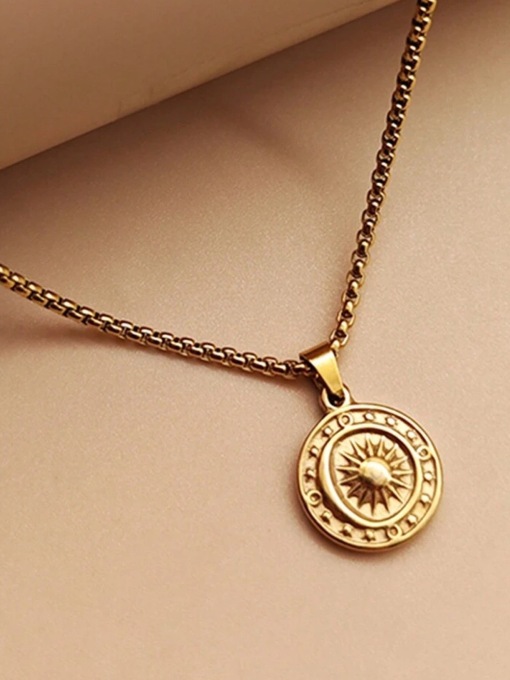 Timeless Gold Sunburst Coin Pendant Necklace